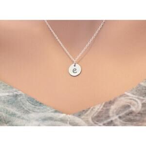 Sterling Silver Tiny Lowercase E Charm Necklace